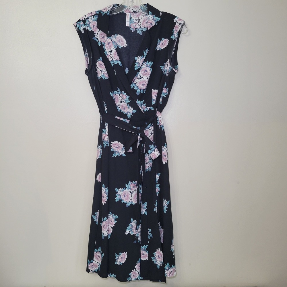 Xhilaration Floral wrap dress Black Sleeveless‎ V-neck Woman's Small